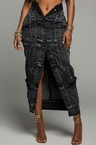 Noir Denim Midi