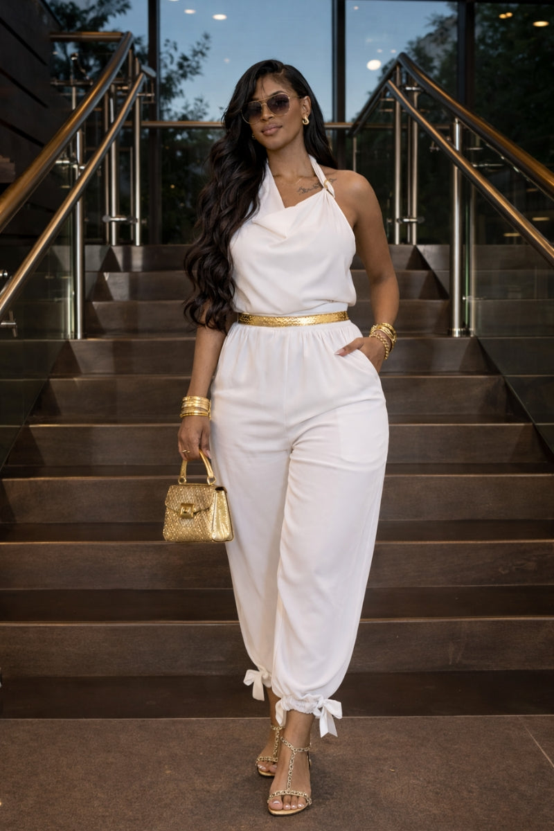 White Morocco Bow Two-Piece Set